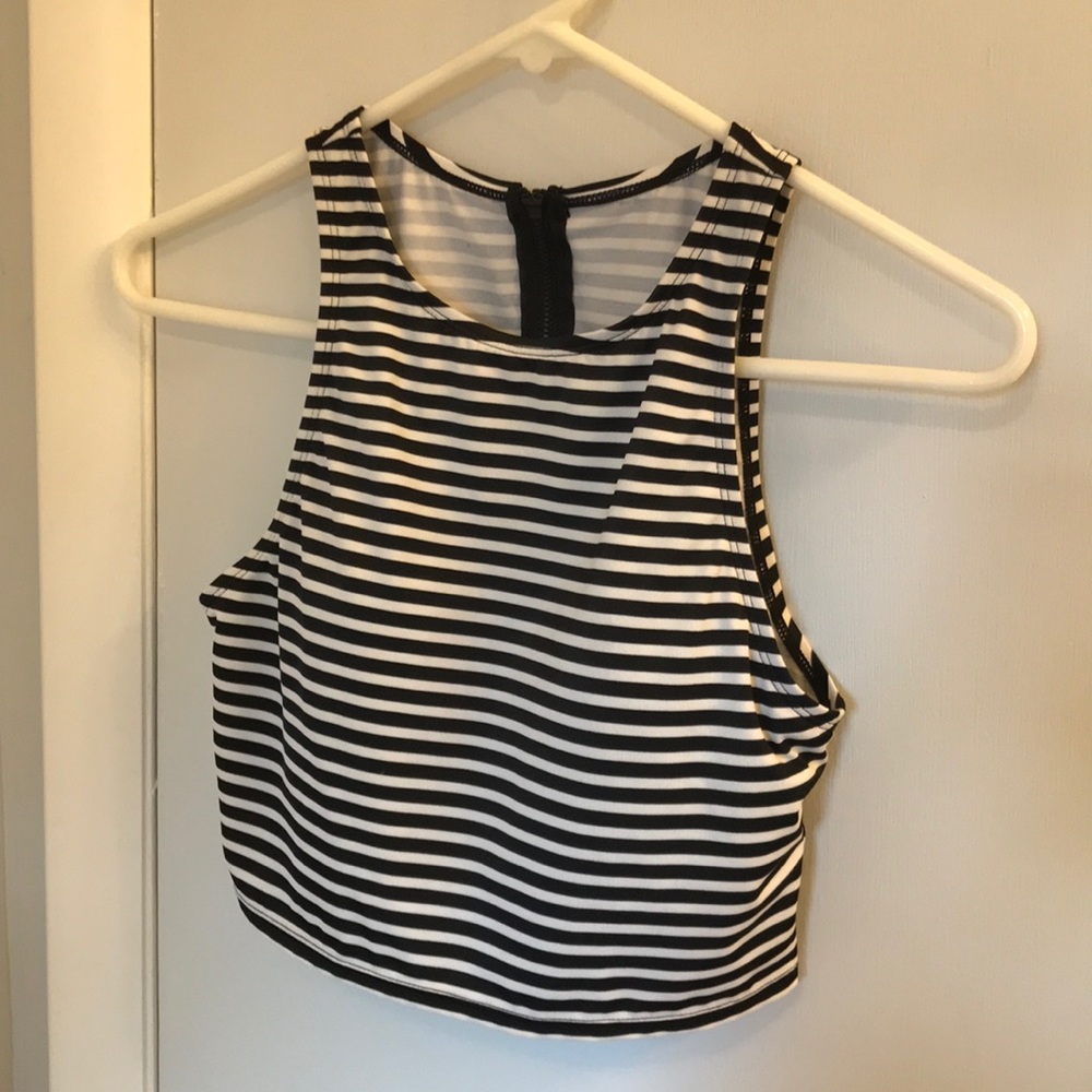 High neck crop top bathing suit